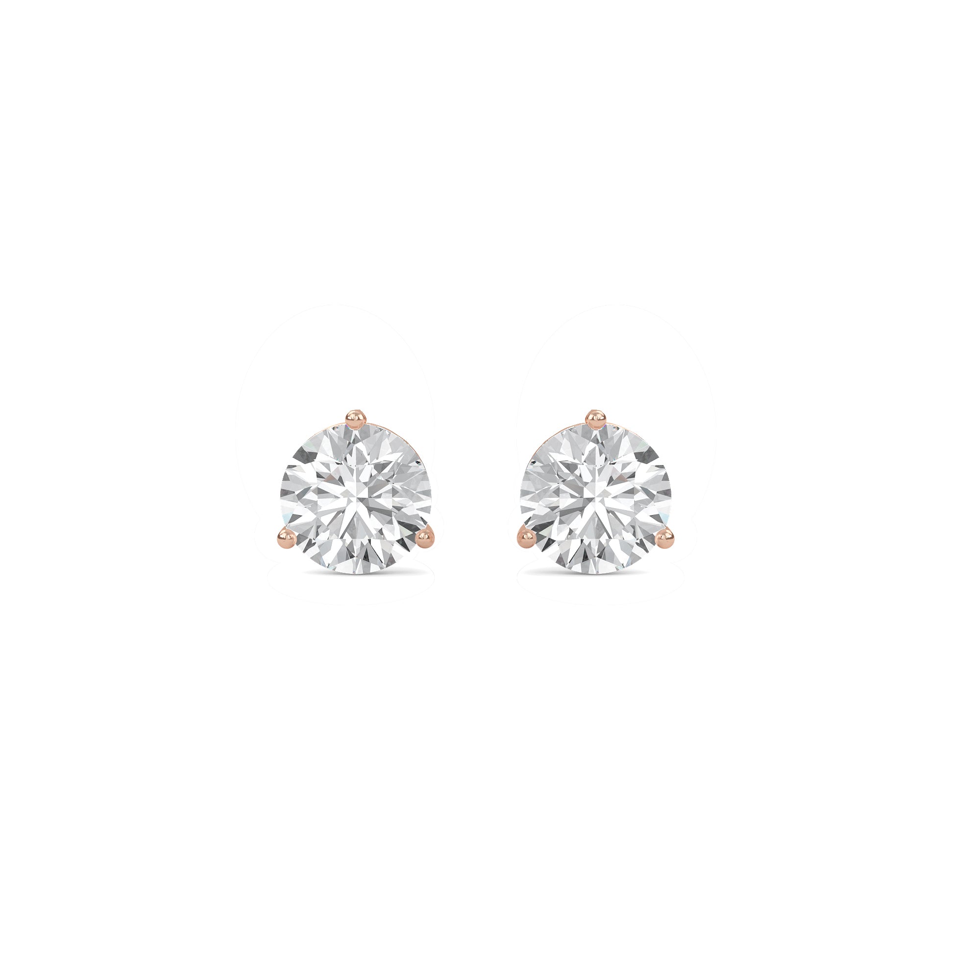18K White Gold Three Prong Martini Round Brilliant Diamond Stud Earrings (1.00 CTW - F+ / VS1+)