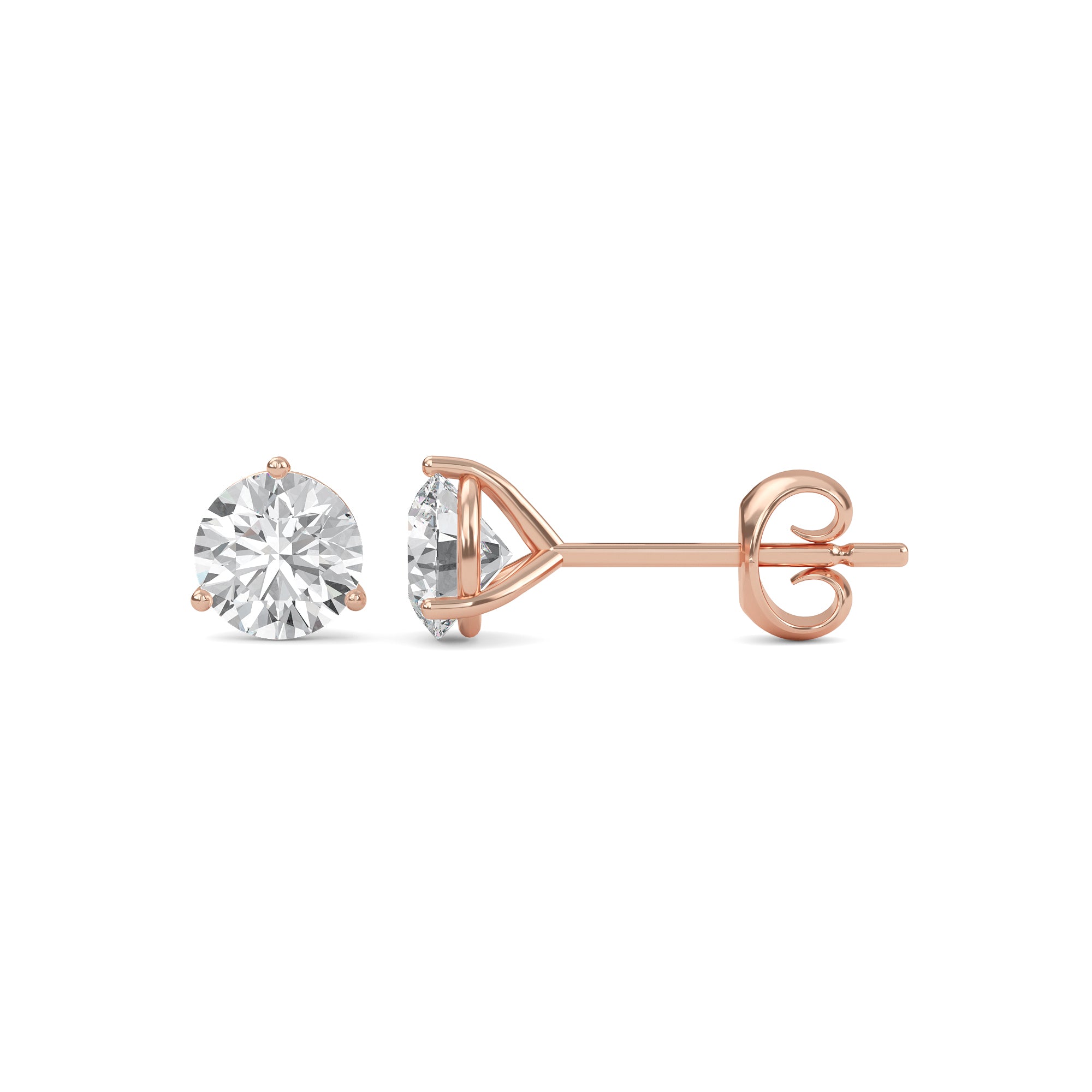 18K White Gold Three Prong Martini Round Brilliant Diamond Stud Earrings (1.00 CTW - F+ / VS1+)