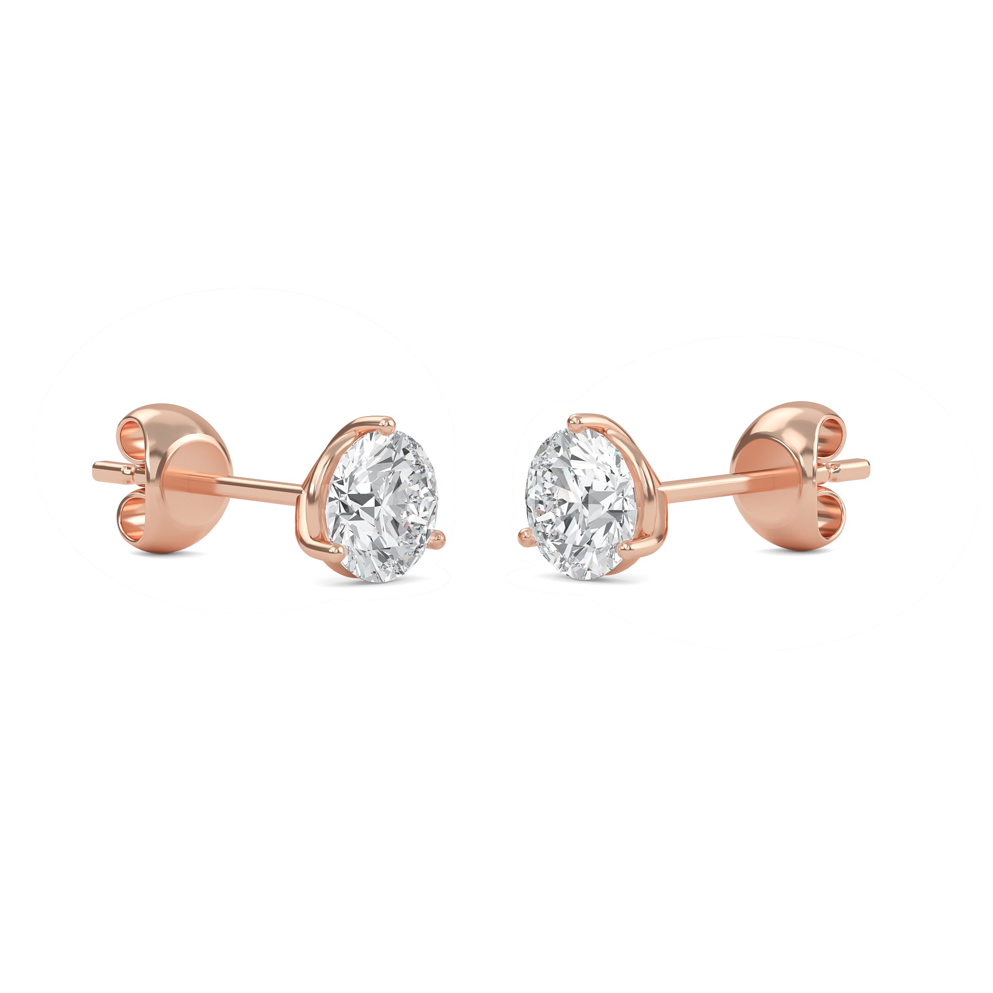 18K White Gold Three Prong Martini Round Brilliant Diamond Stud Earrings (1.00 CTW - F+ / VS1+)