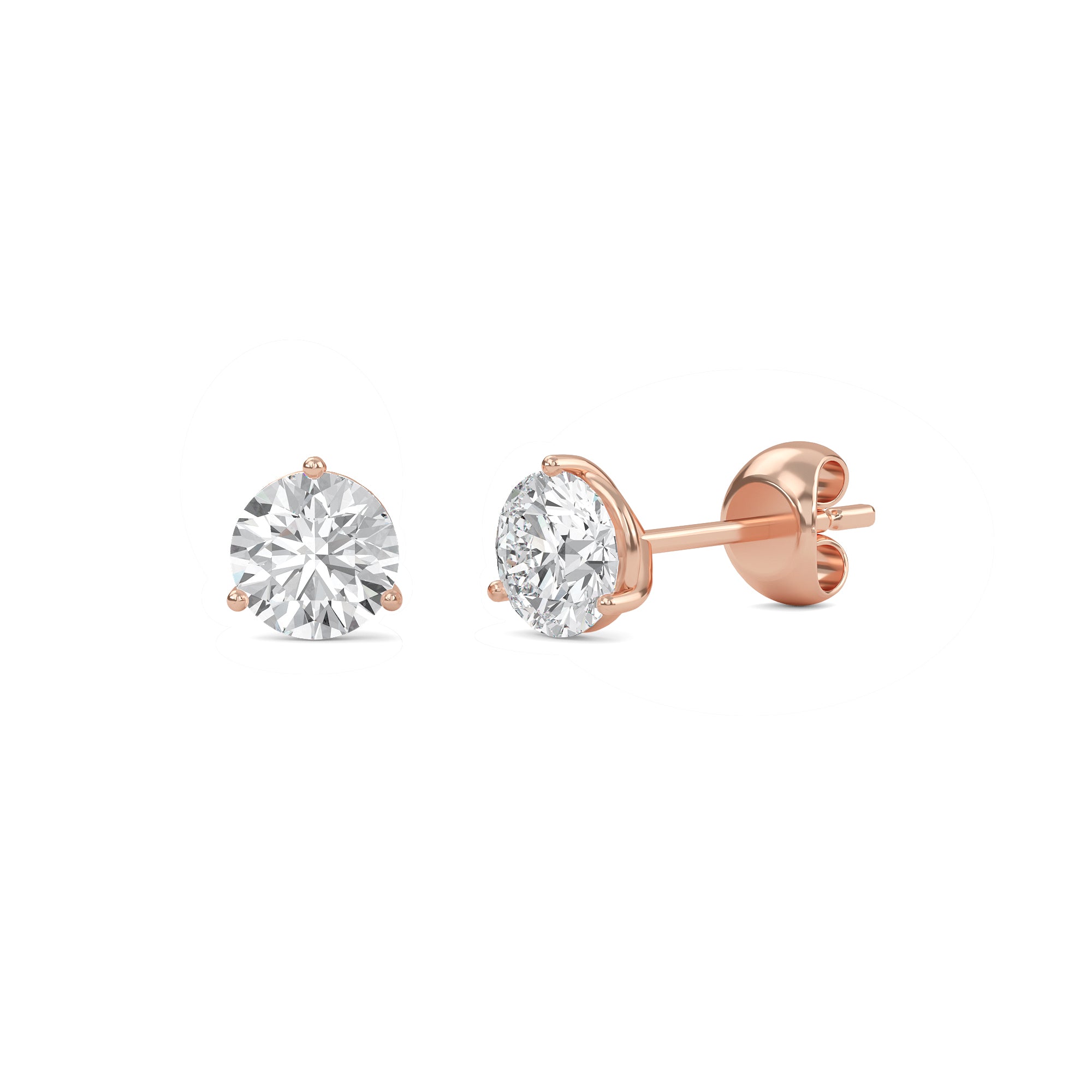 18K White Gold Three Prong Martini Round Brilliant Diamond Stud Earrings (1.00 CTW - F+ / VS1+)
