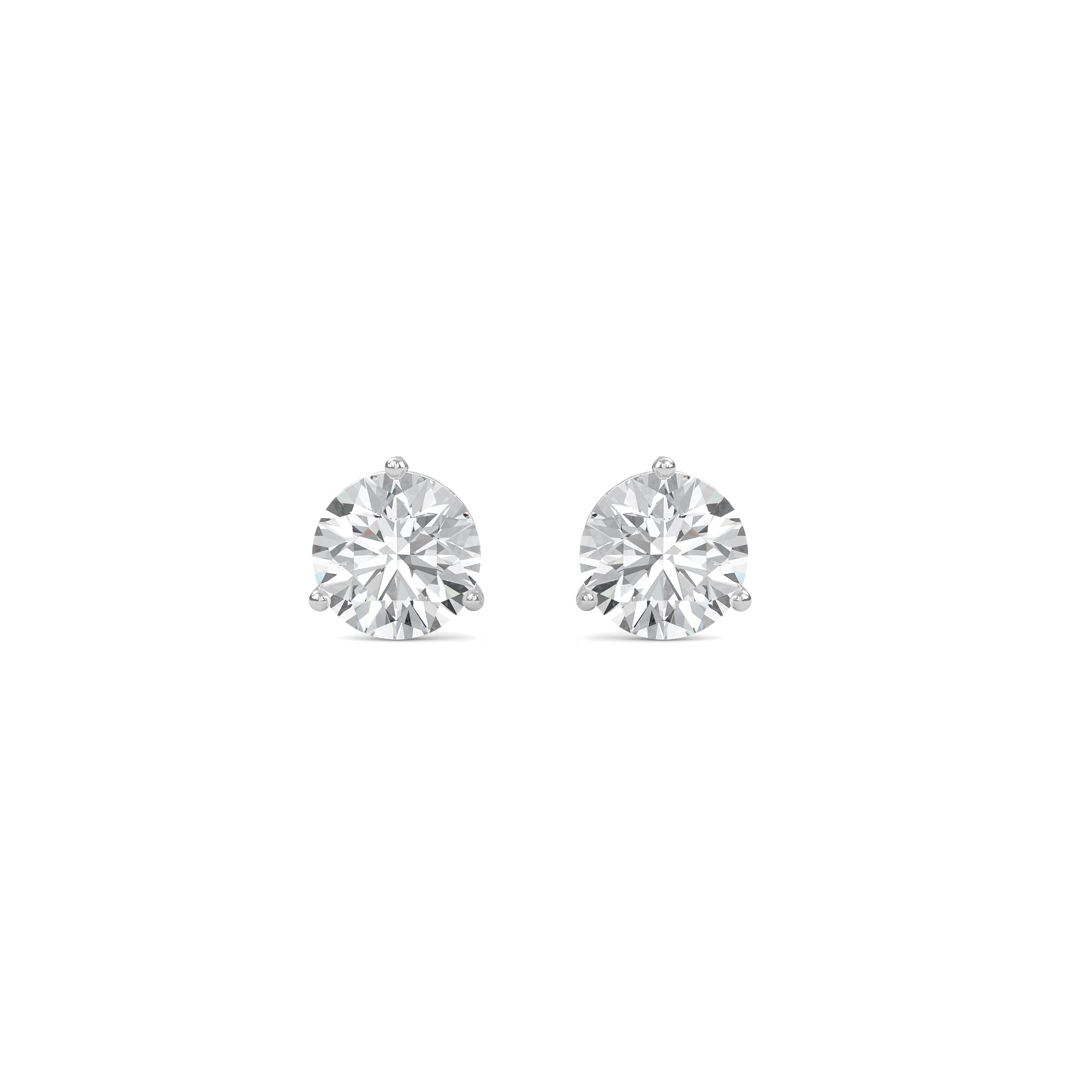 18K White Gold Three Prong Martini Round Brilliant Diamond Stud Earrings (1.00 CTW - F+ / VS1+)