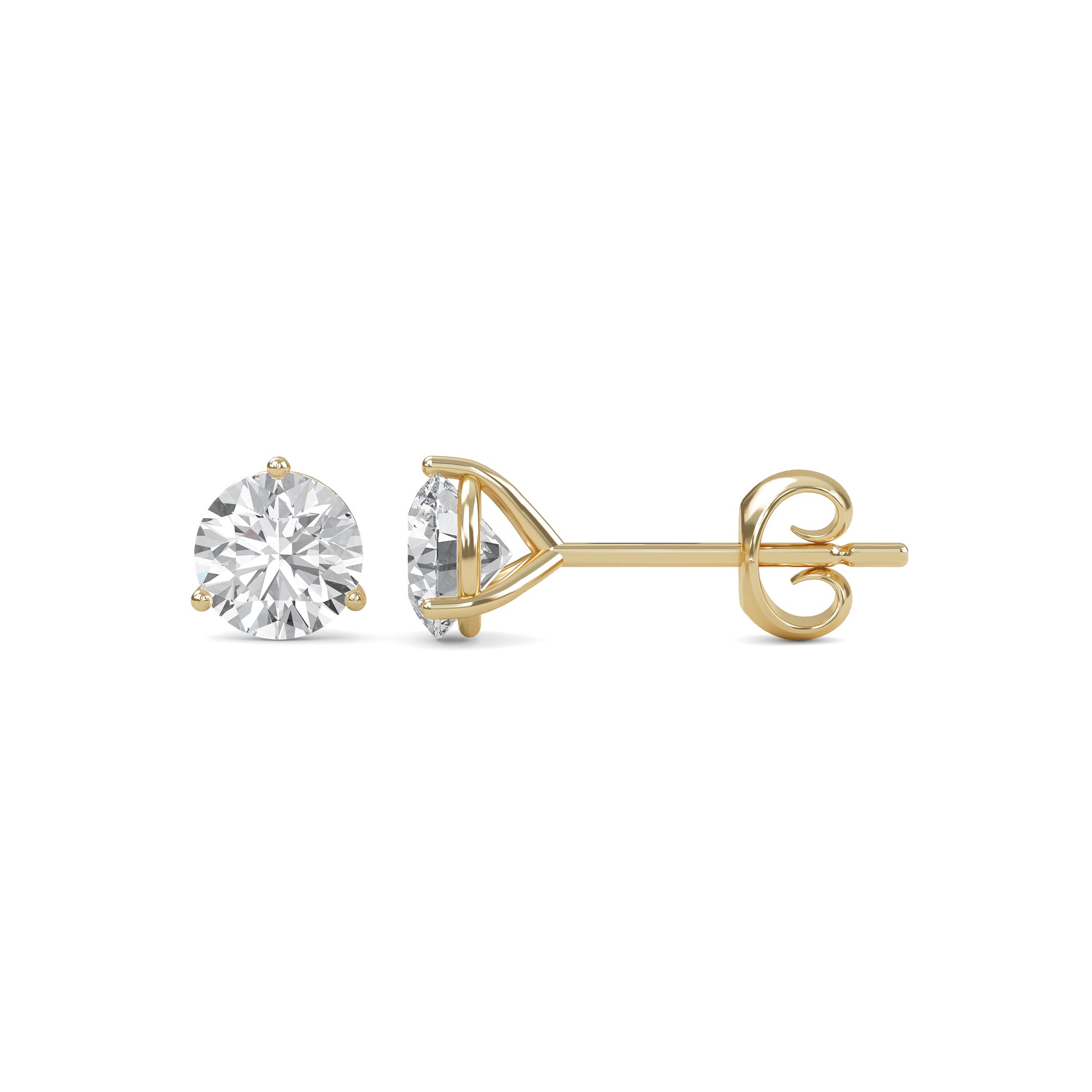 18K White Gold Three Prong Martini Round Brilliant Diamond Stud Earrings (1.00 CTW - F+ / VS1+)