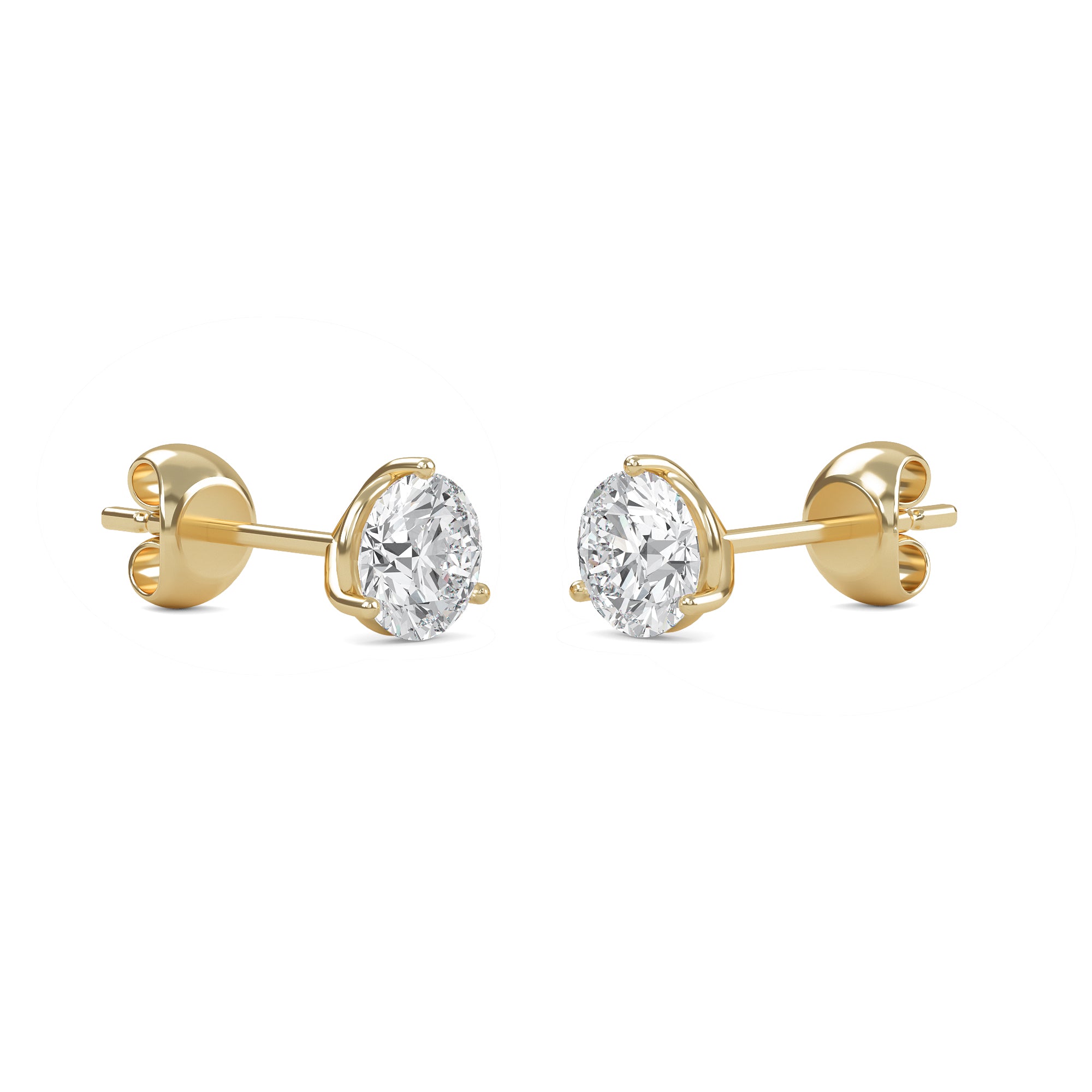 18K White Gold Three Prong Martini Round Brilliant Diamond Stud Earrings (1.00 CTW - F+ / VS1+)