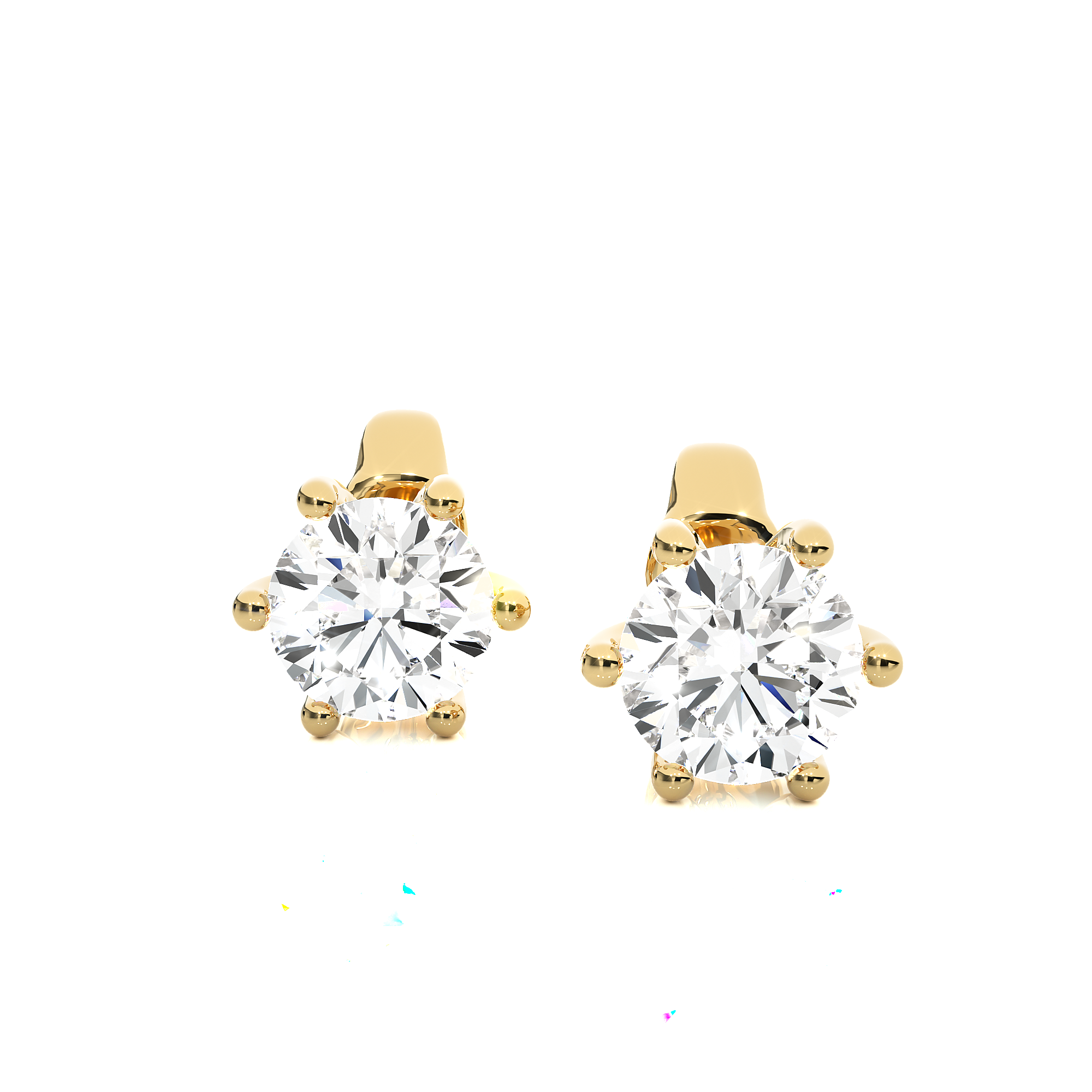 18K White Gold Six Prong Round Brilliant Diamond Stud Earrings (1.00 CTW - F+ / VS1+)