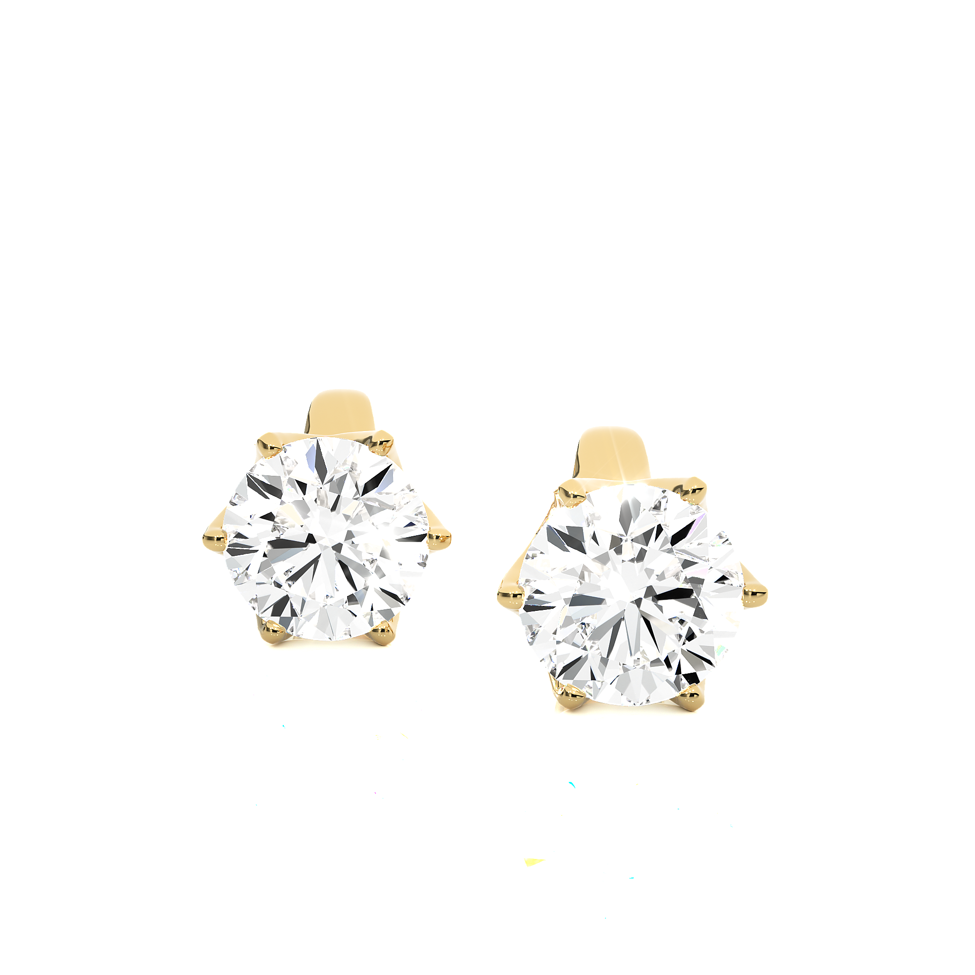 18K White Gold Basket Six Prong Round Brilliant Diamond Stud Earrings (1.00 CTW - F+ / VS1+)