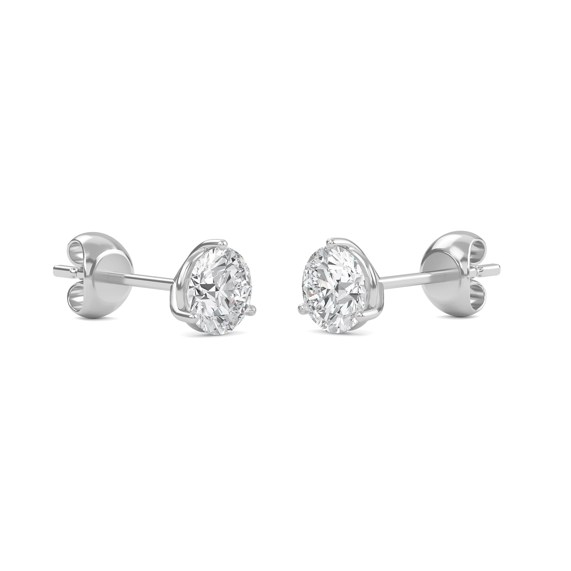18K White Gold Three Prong Martini Round Brilliant Diamond Stud Earrings (1.00 CTW - F+ / VS1+)