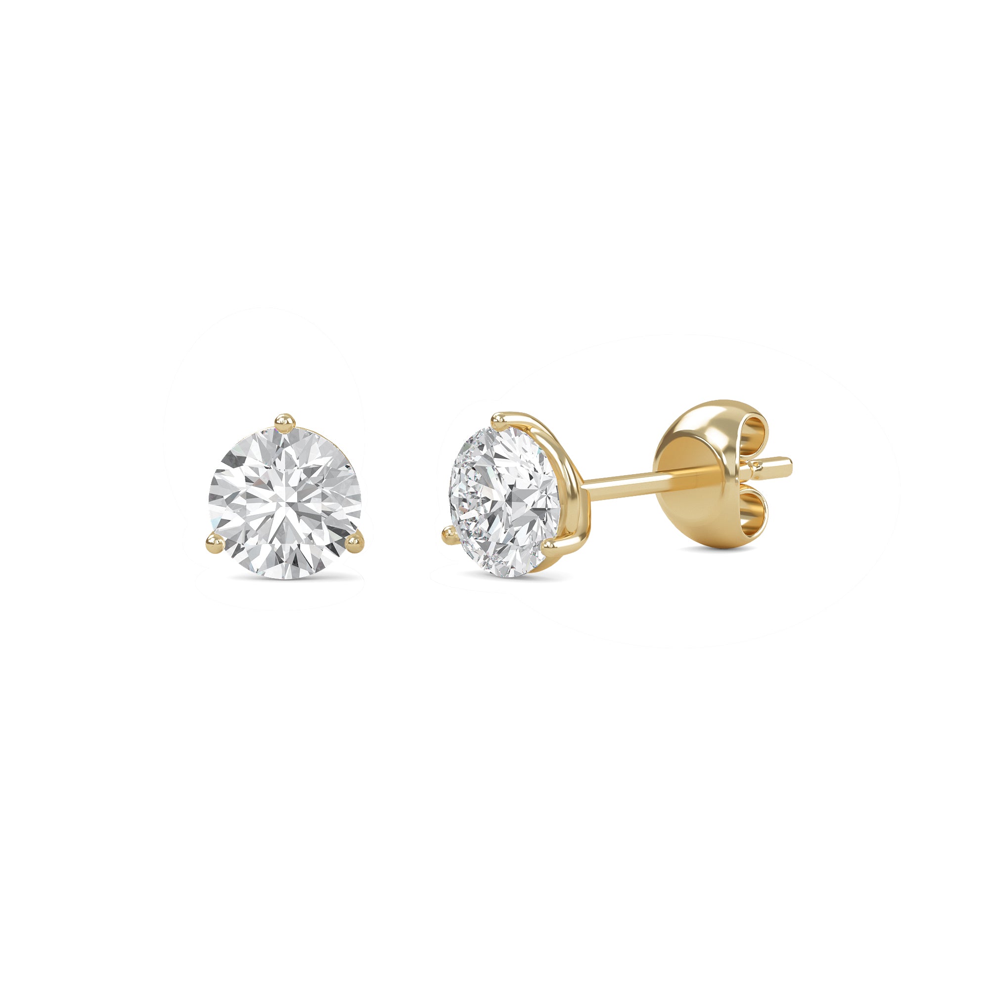 18K White Gold Three Prong Martini Round Brilliant Diamond Stud Earrings (1.00 CTW - F+ / VS1+)