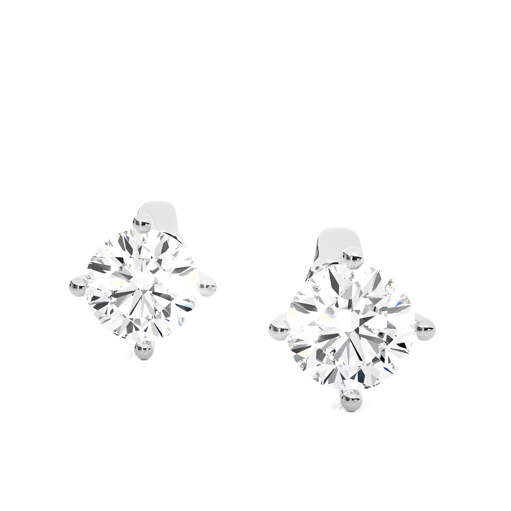 18K White Gold Four Prong Round Brilliant Diamond Stud Earrings (1.00 CTW - F+ / VS1+)