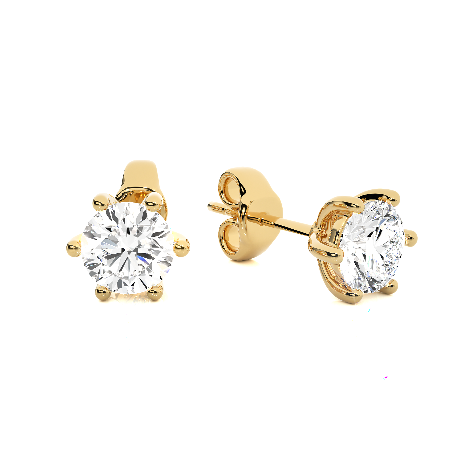 18K White Gold Six Prong Round Brilliant Diamond Stud Earrings (1.00 CTW - F+ / VS1+)